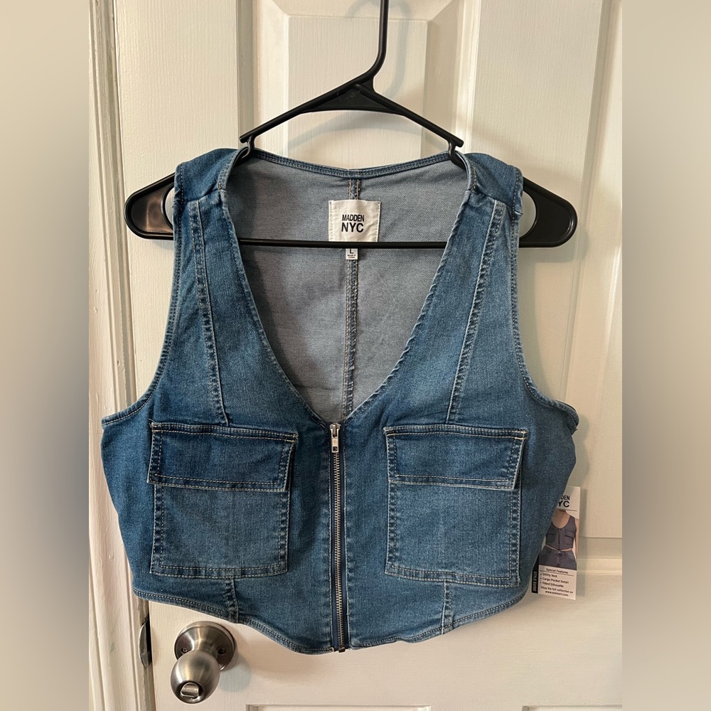 Denim Blue Sleeveless Blouse